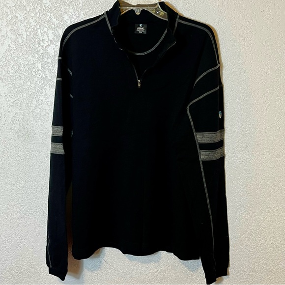 KUHL Men’s Revel Merino Wool 1/4 Zip Pullover Black XXL Gorpcore Activewear - Picture 1 of 8